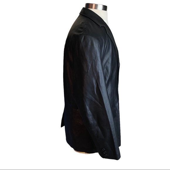 Unbranded Black 3-Button 100% Leather Sports Coat Suit Coat Men’s Euro 54 US 44R - Picture 5 of 11
